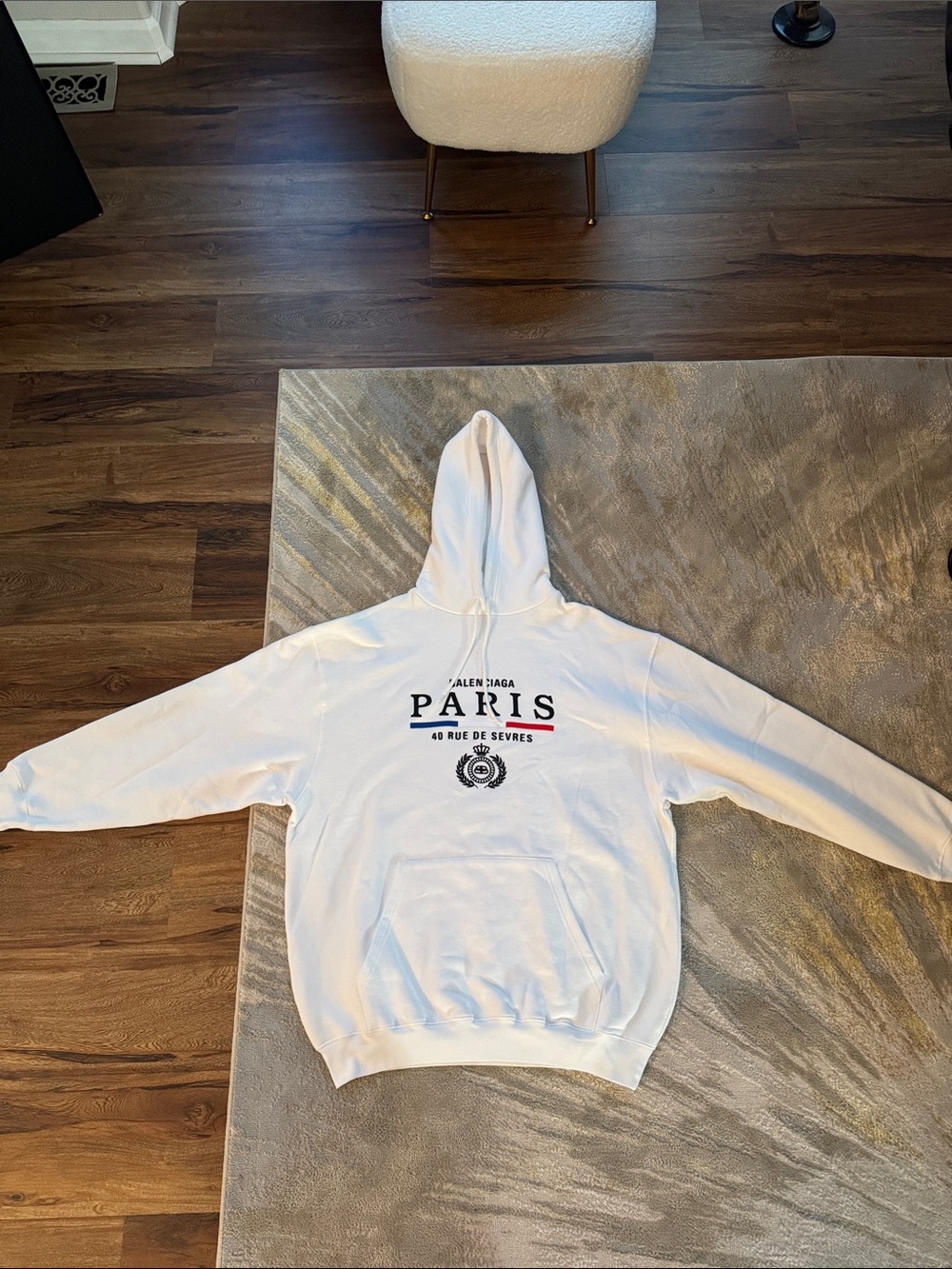 Balenciaga White Paris Graphic Crewneck Sweatshirt
